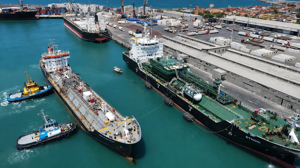 Tankers moored with tug assistance at Mucuripe